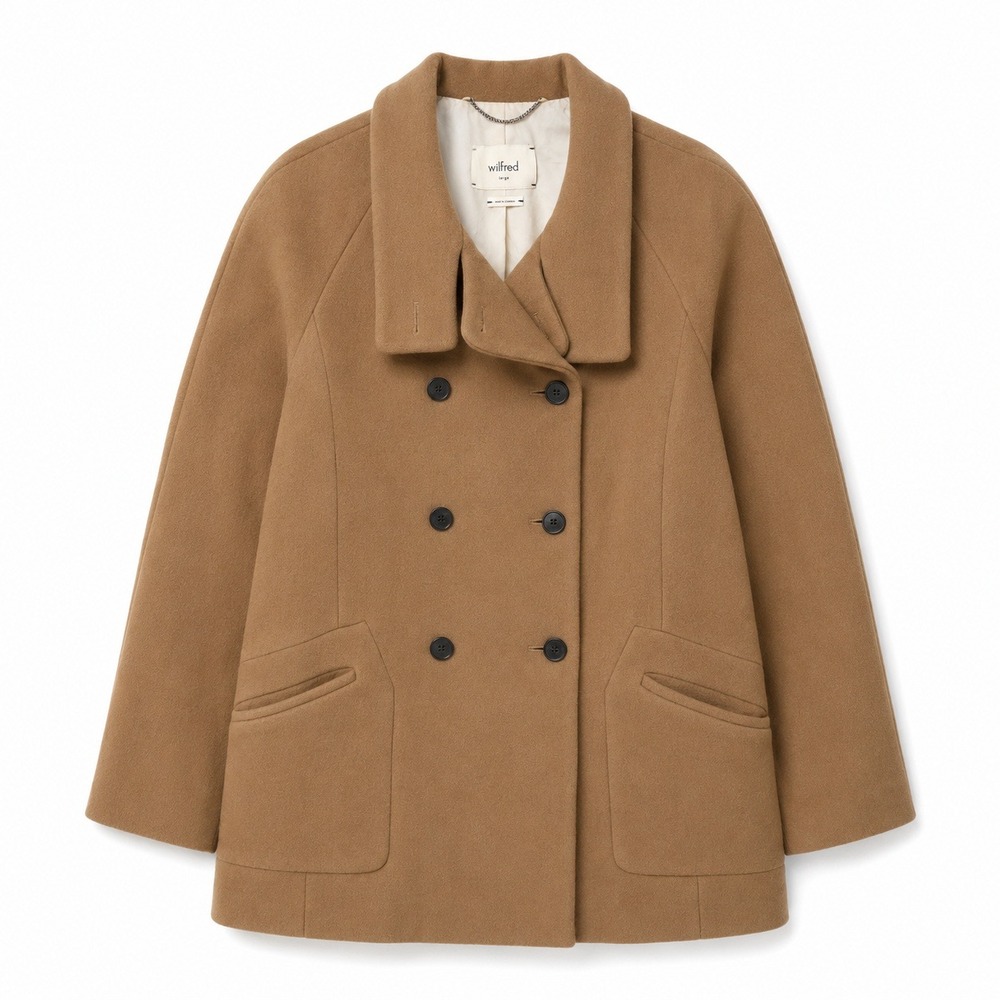 Wilfred Peacoat Women's Large Wool Cashmere Deer Skin Double Breasted Luxury